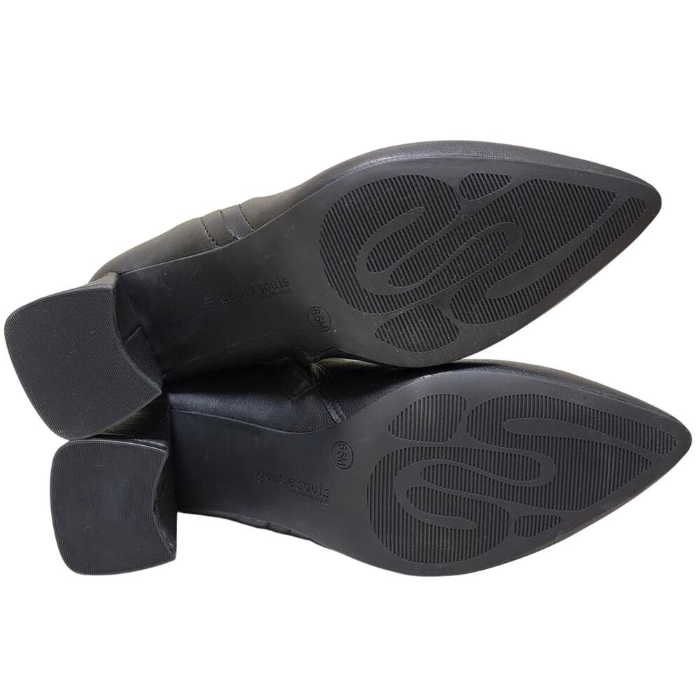 Gentle Souls Danbury Pointed Toe Block Heel Ankle Booties Size US 6.5M Black - Picture 4 of 5